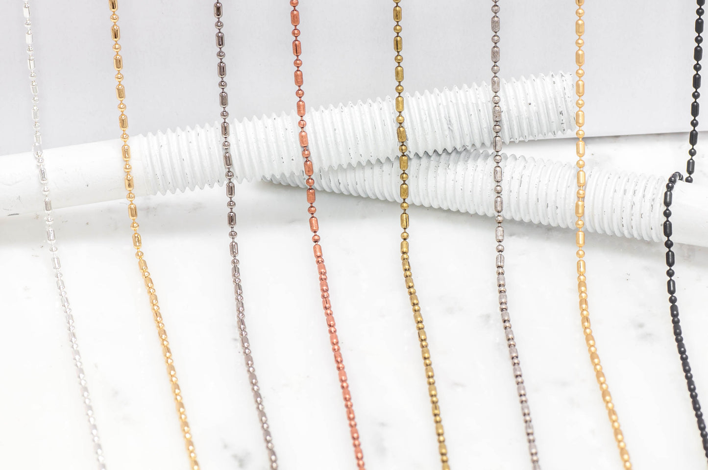 2mm Dot-Dash Ball Chain - Made of Brass - Sold by the Foot - CH-902