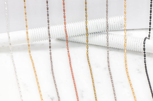2mm Dot-Dash Ball Chain - Made of Brass - Sold by the Foot - CH-902