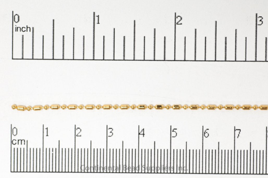 2mm Dot-Dash Ball Chain - Made of Brass - Sold by the Foot - CH-902