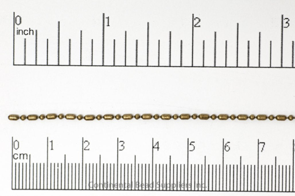 2mm Dot-Dash Ball Chain - Made of Brass - Sold by the Foot - CH-902