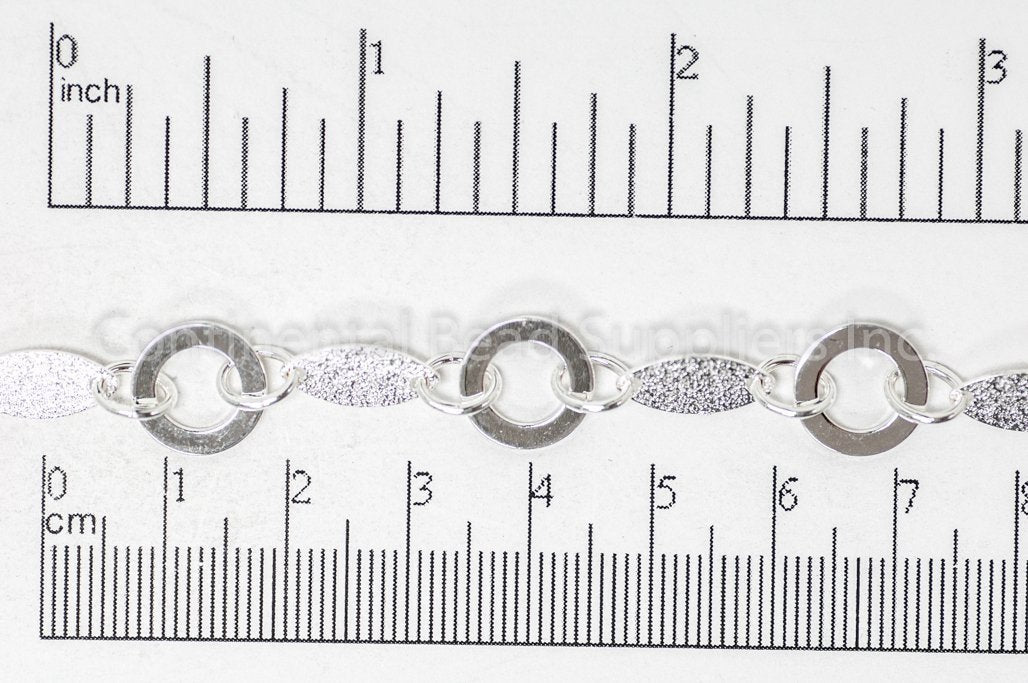 Textured Solid Oval and Open Disc Chain - Made of plated brass - Sold by the foot - Ch-913