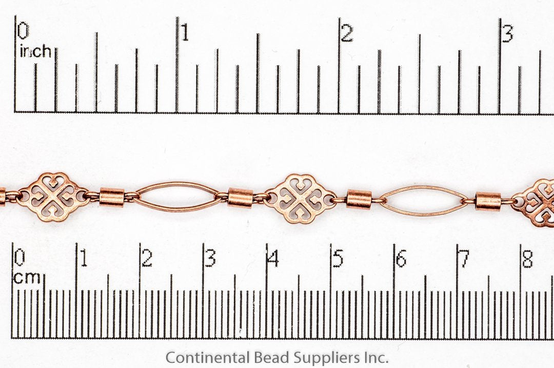 8mm Filigree, 4mm Barrel, and 11 x 5mm Eyelet Link Specialty Chain Sold by The Foot - CH 914