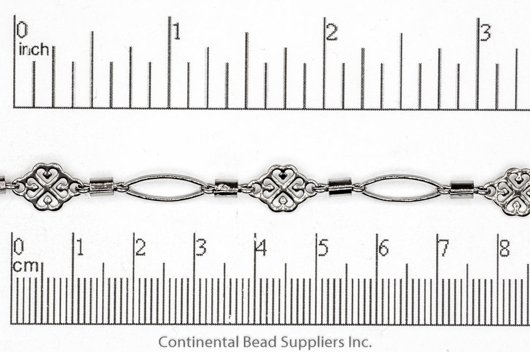8mm Filigree, 4mm Barrel, and 11 x 5mm Eyelet Link Specialty Chain Sold by The Foot - CH 914