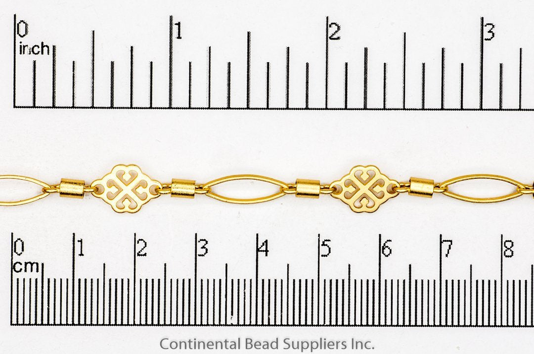 8mm Filigree, 4mm Barrel, and 11 x 5mm Eyelet Link Specialty Chain Sold by The Foot - CH 914