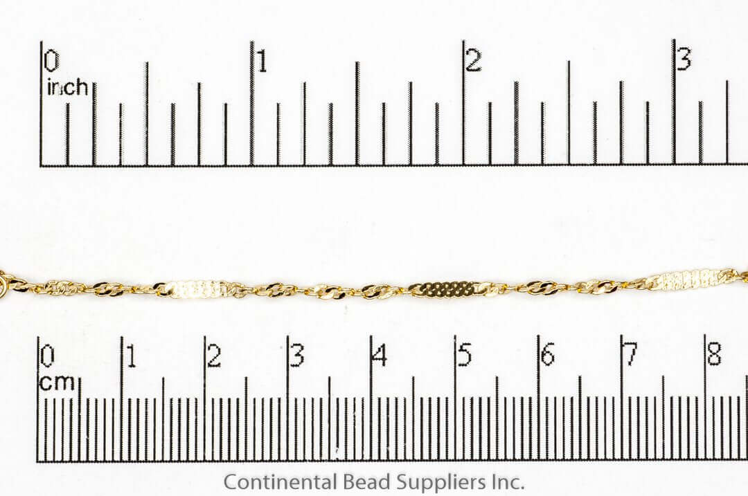 2.3mm Squashed Curb Chain with alternating 2.3mm Curb Chain sold by the Foot - CH 916