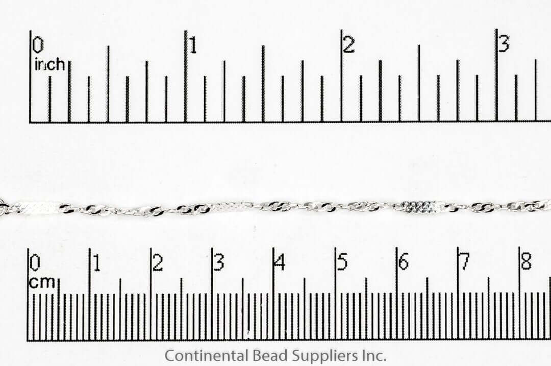 2.3mm Squashed Curb Chain with alternating 2.3mm Curb Chain sold by the Foot - CH 916