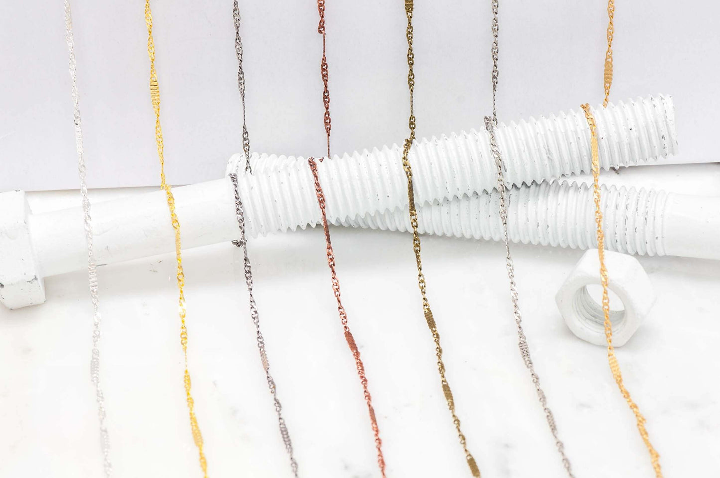 2.3mm Squashed Curb Chain with alternating 2.3mm Curb Chain sold by the Foot - CH 916