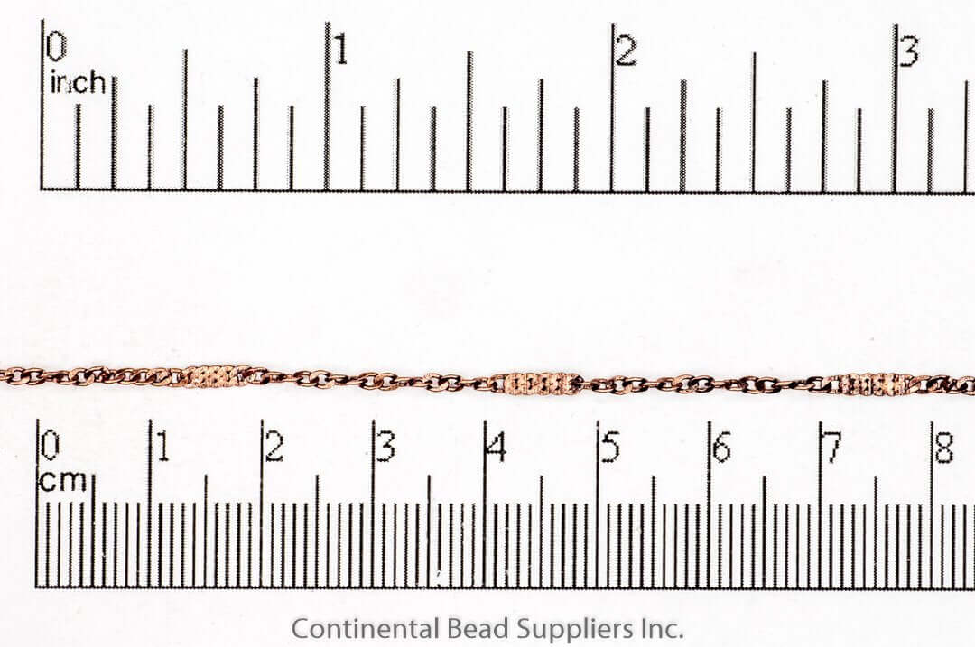2.3mm Squashed Curb Chain with alternating 2.3mm Curb Chain sold by the Foot - CH 916