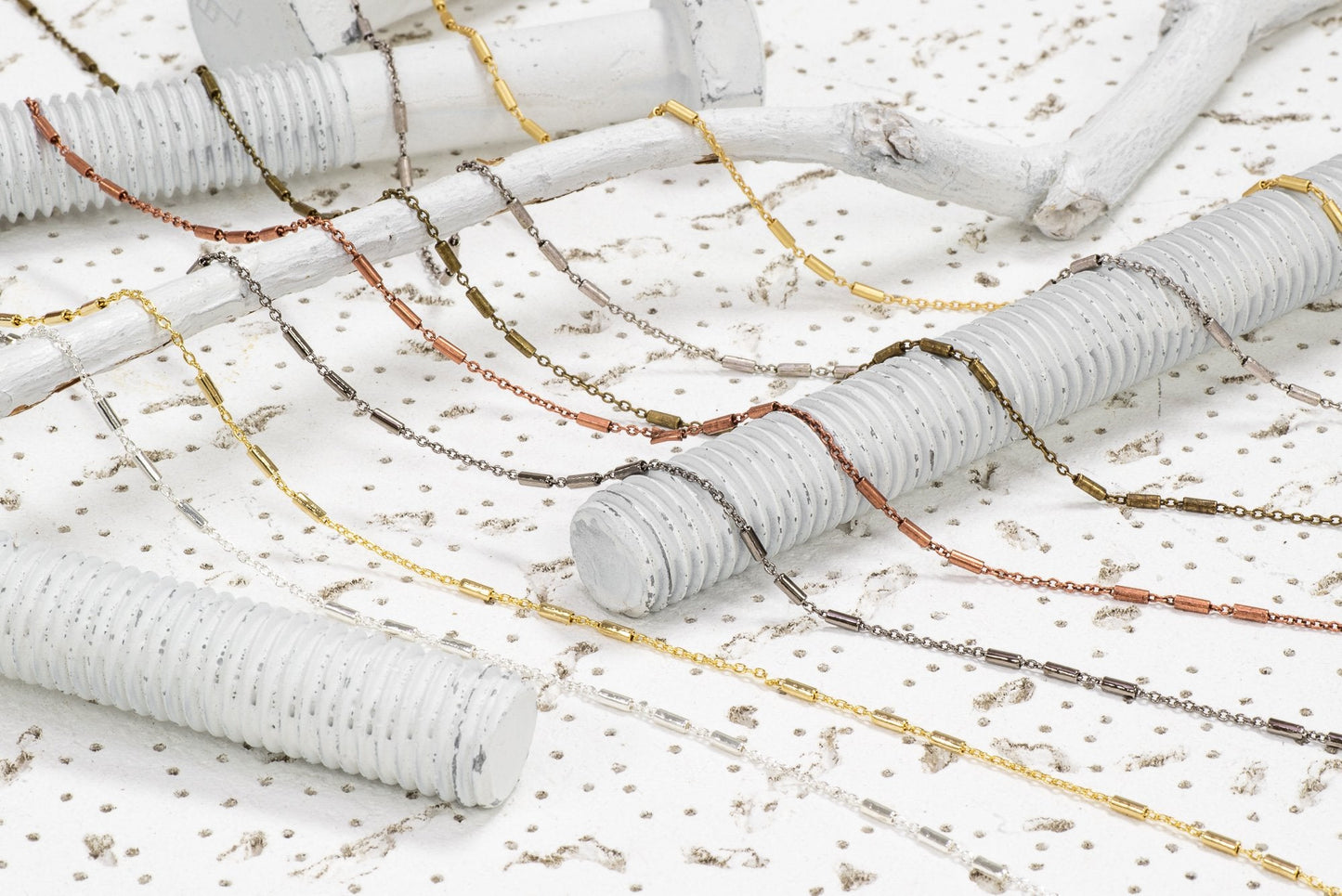 1mm Petite Three Bar Satellite Cable Chain - Made of Brass - Sold by the Foot - Ch-922