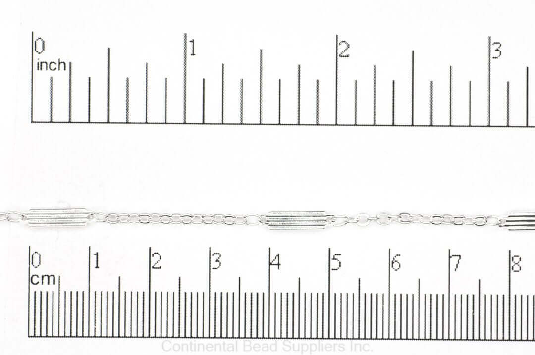 Textured Bar & Cable Chain - 9mm Bar, 2mm Cable - Made of Brass - Sold by the Foot - Ch-926