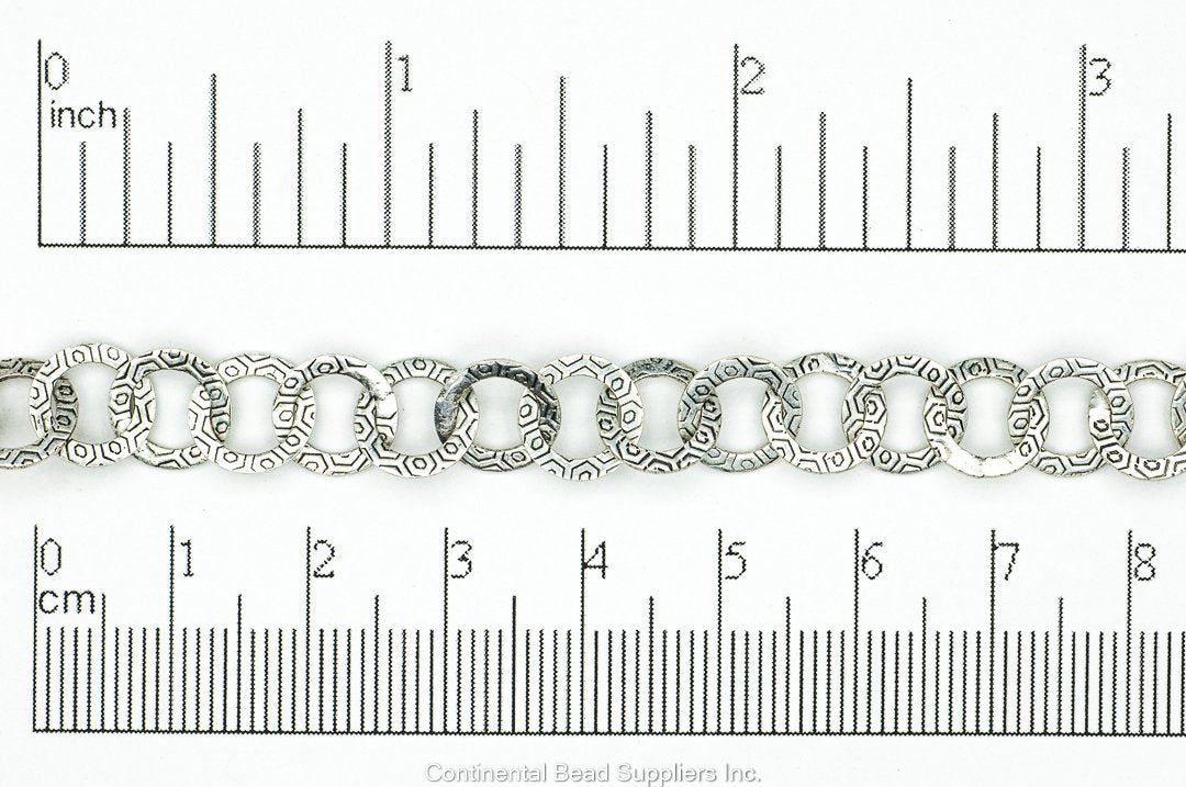 9mm Round Flattened Textured Cable Chain Sold by The Foot - CH 930