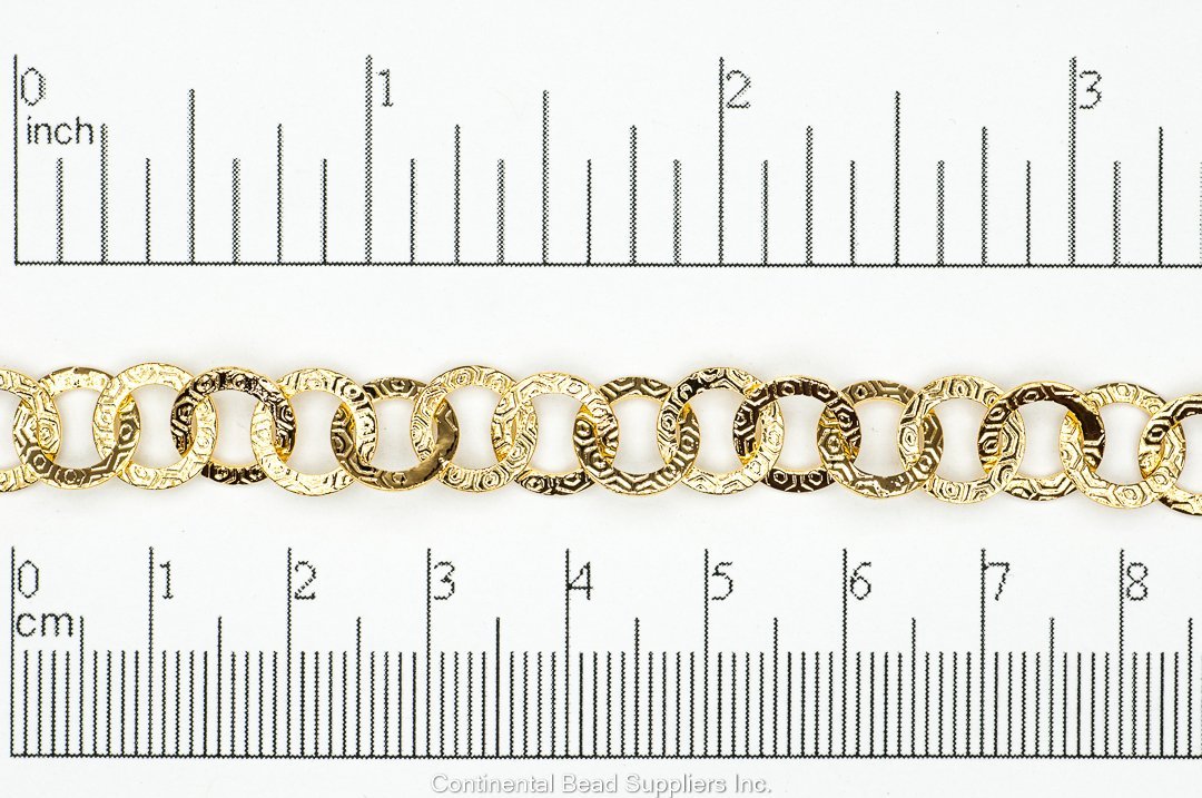 9mm Round Flattened Textured Cable Chain Sold by The Foot - CH 930