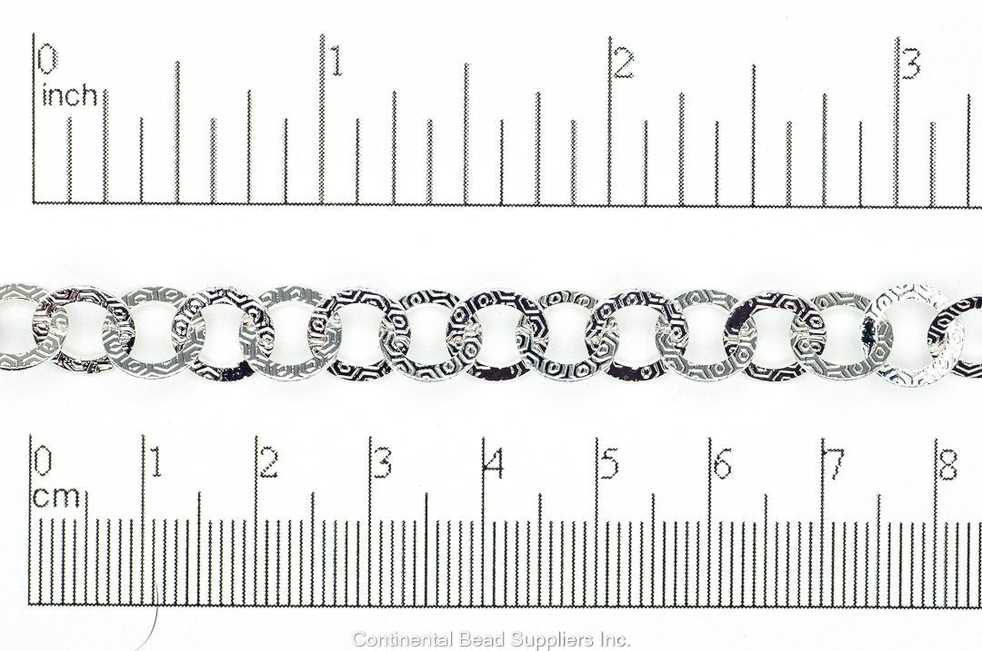 9mm Round Flattened Textured Cable Chain Sold by The Foot - CH 930