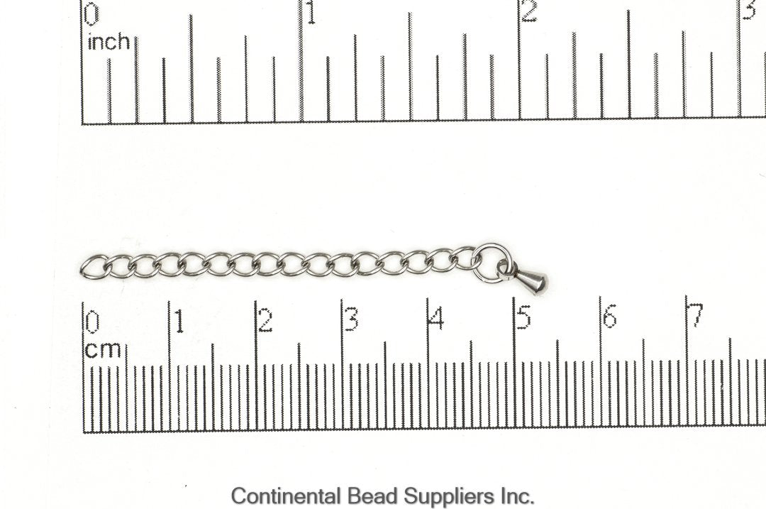 3mm Curb Extender Chain - With 2mm Pendant - Sold Per Piece - Made of Stainless Steel - CH-EXT1SS