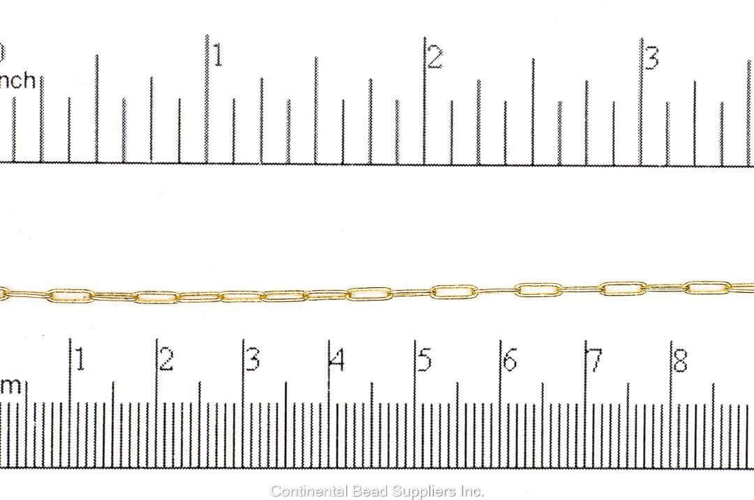 Tiny Paperclip Cable Chain measures 1.75mm x 5.9mm available in many Finishes sold by the Foot - CH 159