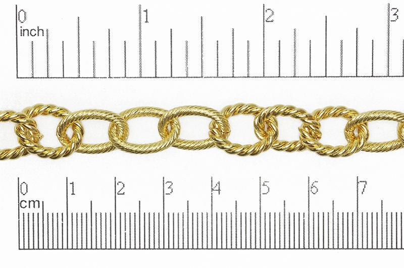 15mm x 9.5mm Oval Textured Rope Chain - Sold by the Foot - Available in Multiple Finishes - Made of Brass - CH-846