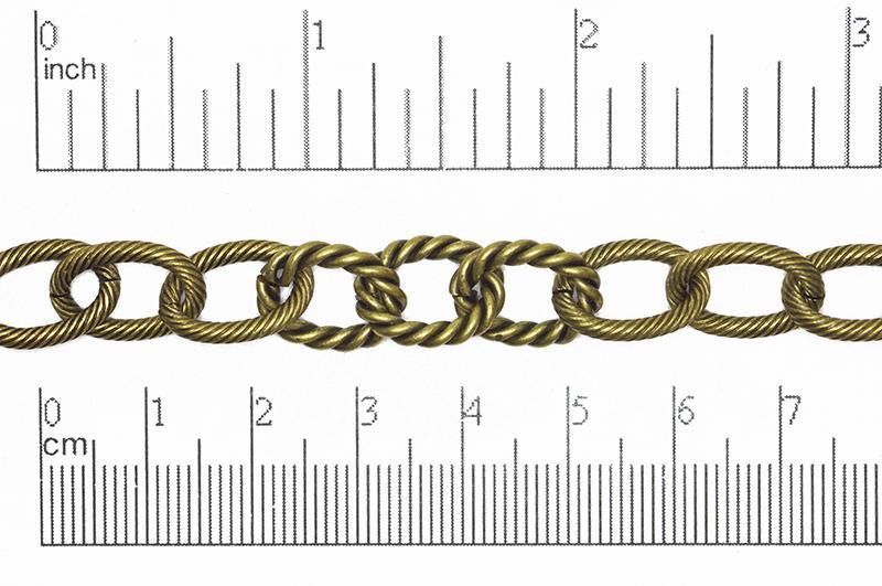 15mm x 9.5mm Oval Textured Rope Chain - Sold by the Foot - Available in Multiple Finishes - Made of Brass - CH-846
