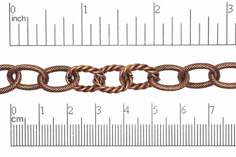 15mm x 9.5mm Oval Textured Rope Chain - Sold by the Foot - Available in Multiple Finishes - Made of Brass - CH-846