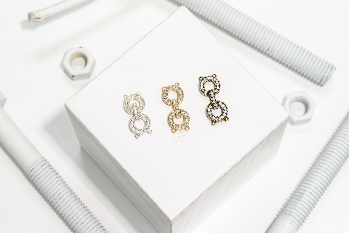 Pavé Crystal Round Buckle Clasp 35x22mm - Luxurious, Secure Centerpiece for Jewelry, Style CL/30