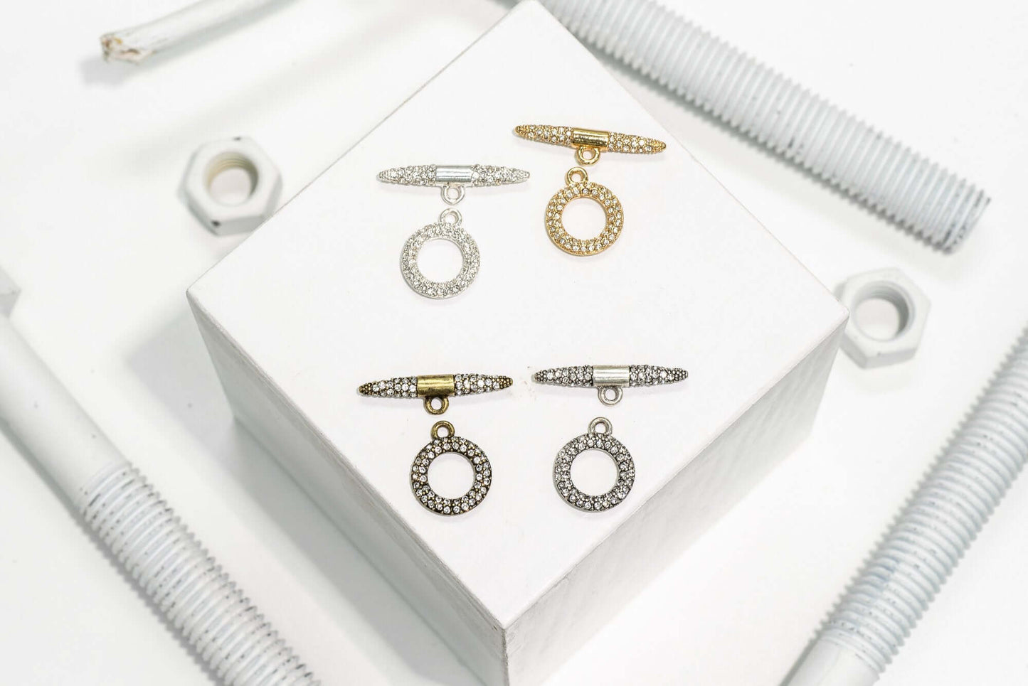18mm x 15mm Loop, 28mm Bar Pavé Crystal Toggle - Made of Brass - Sold as a Set - CL/34