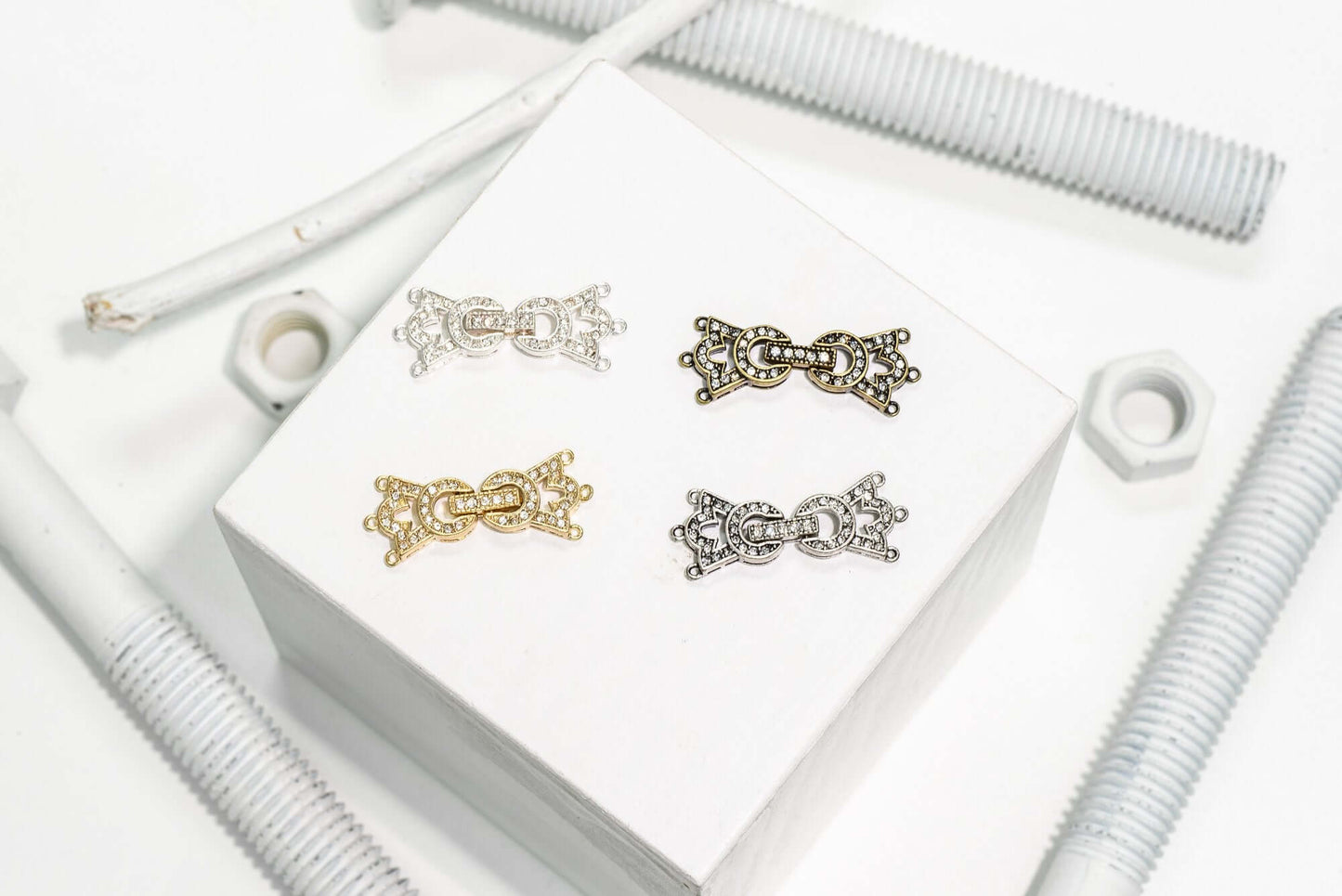 34mm x 11.5mm Pavé Crystal Crown Buckle Clasp - Made of Brass - Sold Individually - CL/37