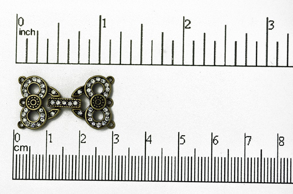 27mm x 15mm Owl Eyes Pavé Crystal Buckle Clasp - Made of Brass - Sold Individually - CL/38