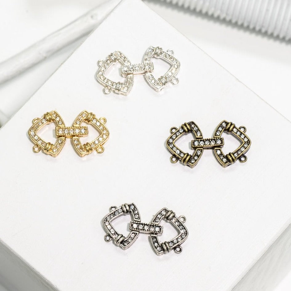 25mm x 14.5mm Curved Triangle Pavé Crystal Buckle Clasp - Made of Brass - Sold Individually - CL/40