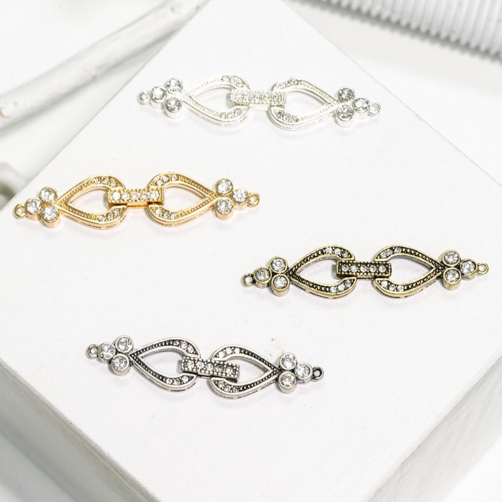 Sleek Pavé Crystal Buckle Clasp 44x10mm with 1 Loop End Sold by the Piece - CL/41