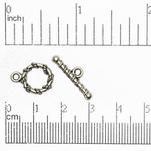 11mm Ring 20mm Bar Cord Wrapped Toggle Clasp - Available in Multiple Finishes - Sold Individually - CBS 11/227