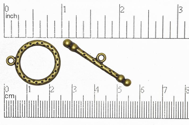 21mm Ring, 36mm Bar Perforated Toggle Clasp - Made of Pewter - Multiple Finishes - Sold as a Set - CBS1850