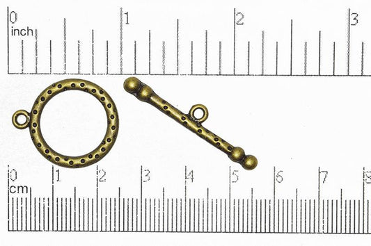 21mm Ring, 36mm Bar Perforated Toggle Clasp - Made of Pewter - Multiple Finishes - Sold as a Set - CBS1850