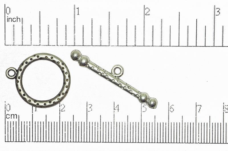 21mm Ring, 36mm Bar Perforated Toggle Clasp - Made of Pewter - Multiple Finishes - Sold as a Set - CBS1850