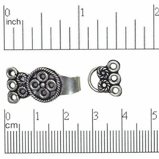 Round Rope Bali-Style 3-Hole Buckle Clasp - Made of Copper - Sold Individually - CL/CS172