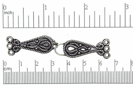 Rope Teardrop Bali-Style 3-Hole Buckle Clasp - Made of Copper - Sold Individually - CL/CS701