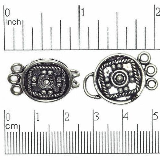 Nested Shapes Bali-Style 3-Hole Buckle Clasp - Made of Copper - Sold Individually - CL/CS390