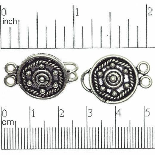 Silver Polish over Solid Copper Round 2-Hole Buckle Clasp Bali Style Clasp sold by the Piece - CL/CS680