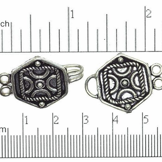 Silver Polish over Solid Copper 2-Hole Buckle Clasp Bali Style Clasp sold by the Piece - CL/CS590