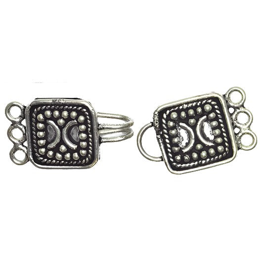 Silver Polish over Solid Copper 3-Hole Buckle Clasp Bali Style Clasp sold by the Piece - CL/CS001