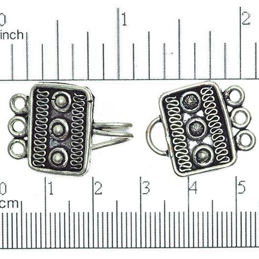 3 Circle Rectangle Bali-Style 3-Hole Buckle Clasp - Made of Copper - Sold Individually - CL/CS441