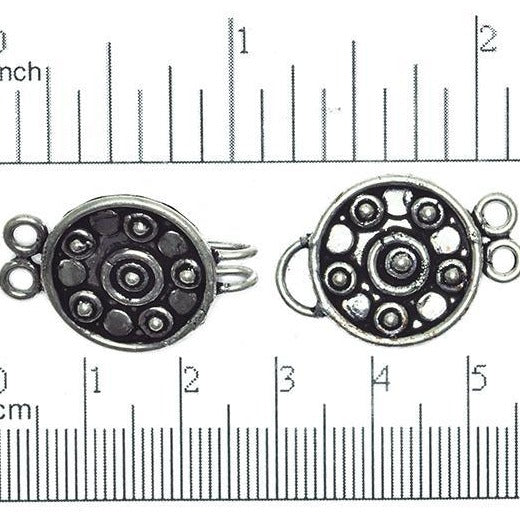 Silver Polish over Solid Copper Round 2-Hole Buckle Clasp Bali Style Clasp sold by the Piece - CL/CS980