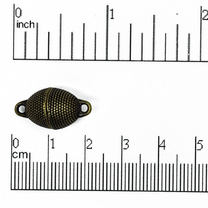 21mm x 11mm Studded Egg Oval Magnetic Clasp - Made of Brass - Sold Individually - CL/MC13