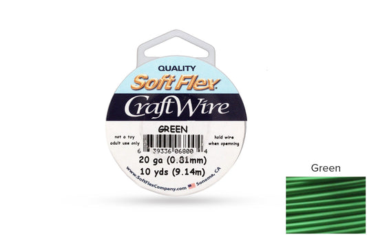 Craft Wire Soft Flex 20 Gauge Green Color Plated Wire - 30ft