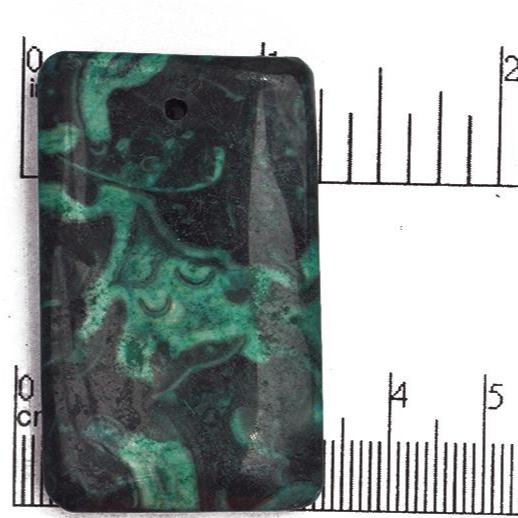 28mm x 50mm Dyed Malachite Jasper Rectangle Pendant - Drilled - Semi Precious Stone - SP660