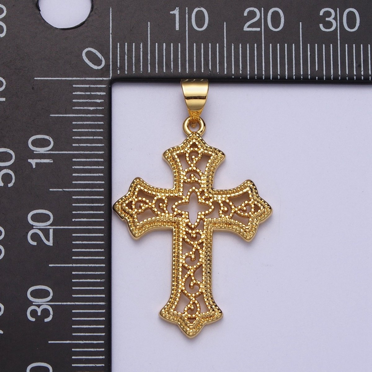 Dotted Filigree Passion Religious Cross Pendant | H412