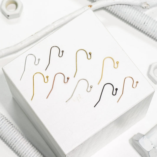 Hypoallergenic Brass French Ear Wires 24mm with Ball End - Nickel-Free and Lead-Safe - Available in Multiple Finishes - Sold by the Dozen - EW5001