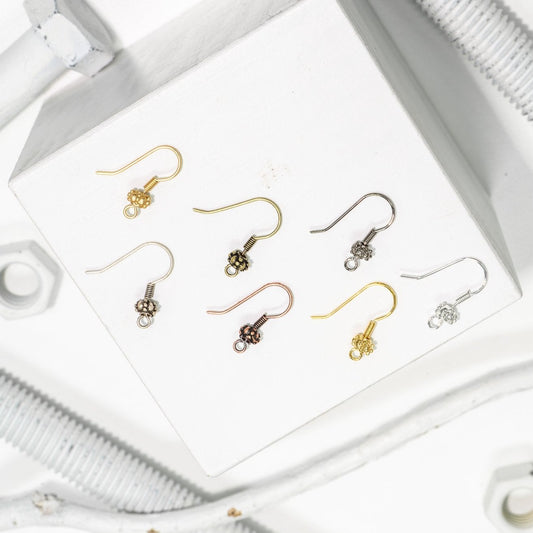 French Ear Wire with Bead. Sold by the Dozen - EW5004