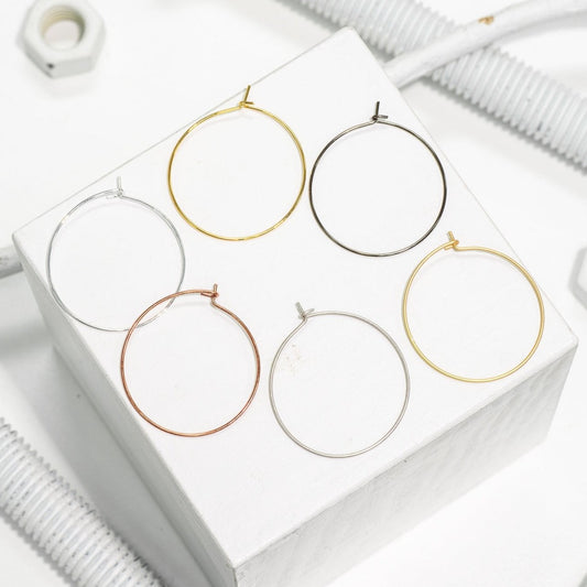 30mm Hoop & Oval Ear Wire. Sold by the Dozen - EW5010