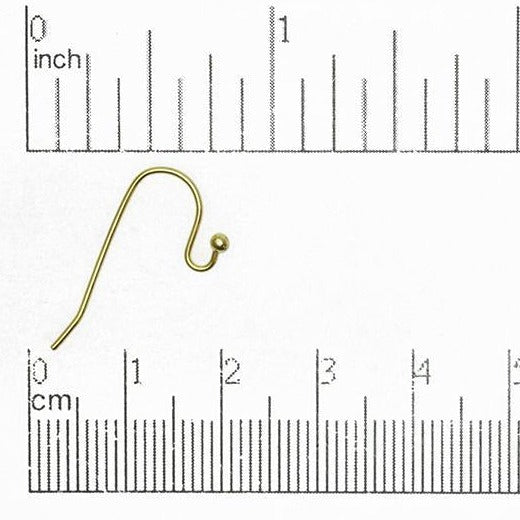 Hypoallergenic Brass French Ear Wires 24mm with Ball End - Nickel-Free and Lead-Safe - Available in Multiple Finishes - Sold by the Dozen - EW5001