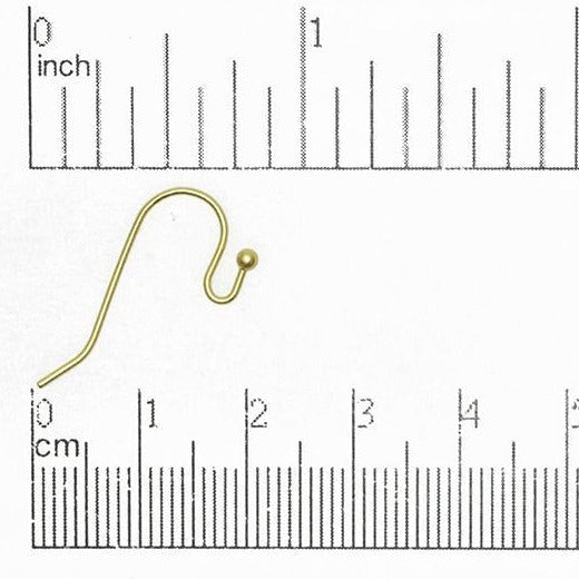 Hypoallergenic Brass French Ear Wires 24mm with Ball End - Nickel-Free and Lead-Safe - Available in Multiple Finishes - Sold by the Dozen - EW5001
