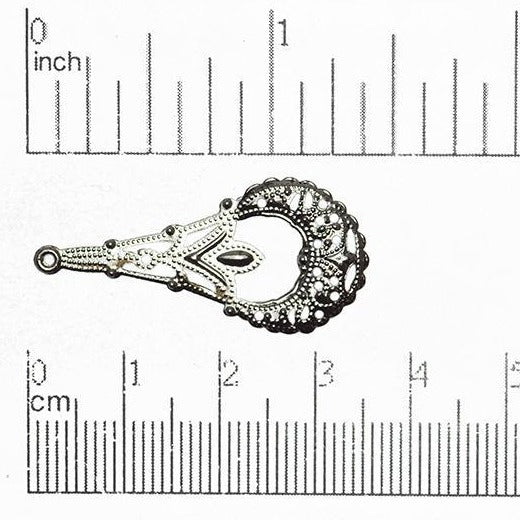35mm x 16mm Stamped Filigree Teardrop Chandelier Earring - Made of Brass - Sold Individually - EW900